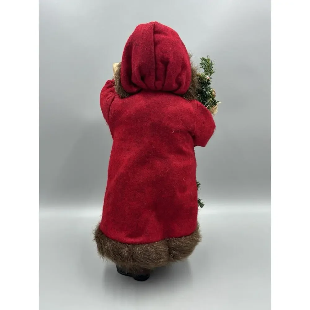 Traditional Christmas Santa Claus Figurine In Red Coat Faux Fur Hobby Lobby 17”